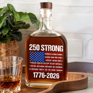USA 250 Strong Flag American States Patriotic Whiskey Bottle LM32 895245