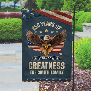 Personalized 250th Anniversary USA Patriotic Faux Pattern Garden Flag HO82 901298