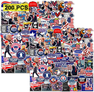 Trump 2024 Stickers (200 Pcs) Patriotic American Support Sticker Make America Great Again Decor USA Flag Decal Gifts Merch for Laptop Window Luggage Guitar Skateboard
