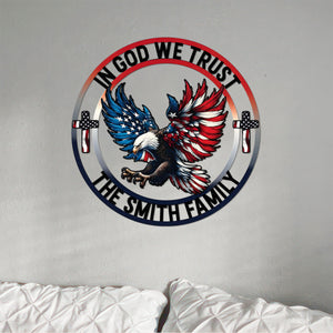 Personalized Name In God We Trust Patriotic Eagle Metal Sign LM32 897267