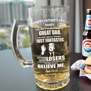 Great Grandpa Great Dad Trump Print Glass Beer Mug Father's Day Gift HA75 64390