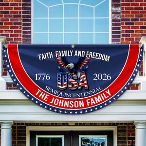 Custom Family Name Faith, Family & Freedom America 250 Years Non-Pleated Fan Flag CH07 910236