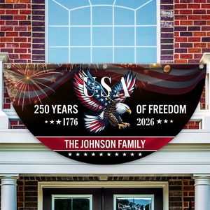Custom Family Name 250 Years Of Freedom Patriotic Eagle Non-pleated Fan Flag HO82 901310