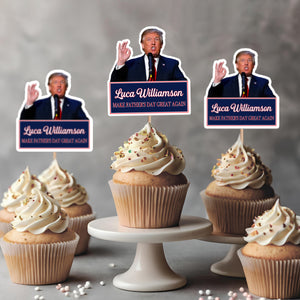 Personalized Funny Trump Make Father's Day Great Again Party Decoration Cupcake Toppers LM32 65335