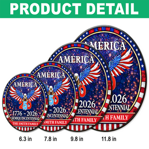 Personalized Family Name 250 Years America Semiquincentennial Stained Glass Suncatcher HO82 901502