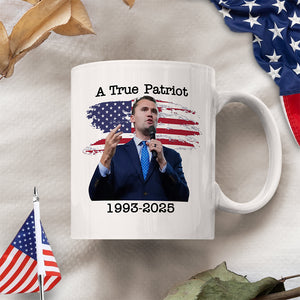 A True Patriot Charlie Kirk With US Flag White Mug HO82 65908