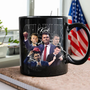 Patriotic Tribute to Charlie Kirk Vintage Black Mug LM32 65765