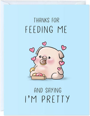 Fathers Day Card for Dad Birthday, Anniversary Husband Him Grandpa Grandfather Stepdad Stepfather, Birthday Thank You Kawaii Greeting Card (Thanks for Feeding Me ...)