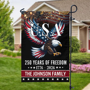 Custom Family Name 250 Years Of Freedom Patriotic Eagle Garden Flag HO82 901166