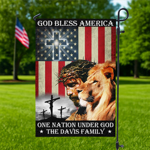 Custom Name God Bless American - One Nation Under God Garden Flag LM32 897223