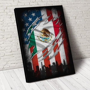 Mexico & US Flag Canvas Poster Picture Frame Decor For Home & Office HO82 63380