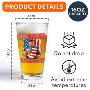 President Trump 4th of July Beer Barbeque Freedom Print Beer Glass LM32 65363