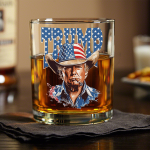 Western Trump Retro USA 4th of July Print Whiskey Glass HO82 65718