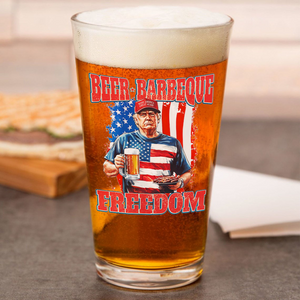 President Trump 4th of July Beer Barbeque Freedom Print Beer Glass LM32 65363