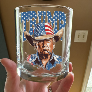 Western Trump Retro USA 4th of July Print Whiskey Glass HO82 65718