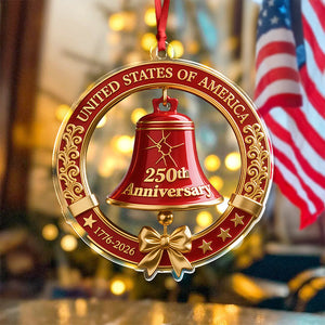USA 250th Anniversary Red Bell Acrylic Ornament LM32 895863