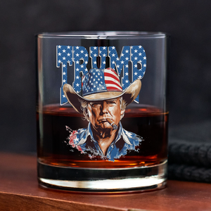 Western Trump Retro USA 4th of July Print Whiskey Glass HO82 65718