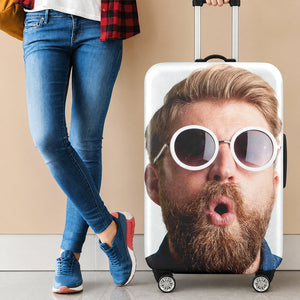 Personalized Photo Luggage Cover, Custom Funny Travel Suitcase Cover, Unique Travel Gift HA75 921904