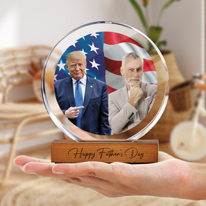 Personalize Custom Photo With Trump Happy Father's Day Acrylic Frame Block HA75 64400