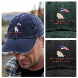 Faith & Freedom – Pray for America Washed Denim Baseball Cap HA75 64592