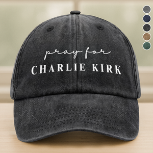 Pray for Charlie Kirk Washed Denim Baseball Cap LM32 65539