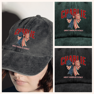 Justice For Charlie Kirk - Great American Patriot Washed Denim Baseball Cap LM32 65661