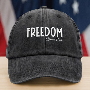 Freedom Charlie Kirk Washed Denim Baseball Cap TH10 64441