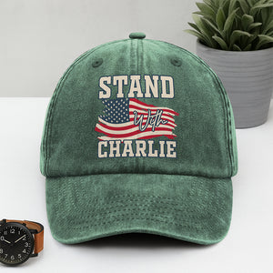 Stand With Charlie Washed Denim Baseball Cap TH10 64415