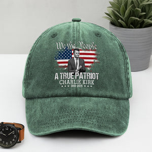 True Patriot Charlie Kirk 1993-2025 Memorial Washed Denim Baseball Cap CH07 67404