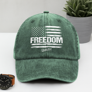 Freedom Pray For Charlie Kirk USA American Flag Patriotic Washed Denim Baseball Cap CH07 67608