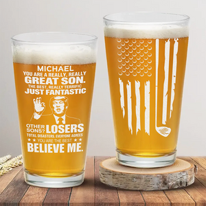 Great Golfer Trump Personalized Laser Engraved Beer Glass HA75 64628