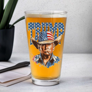 Western Trump Retro USA 4th of July Print Beer Glass HO82 65720