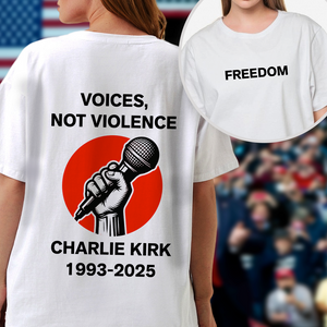 Voices, Not Violence Charlie Kirk Freedom Back and Front Bright Shirt CH07 67652