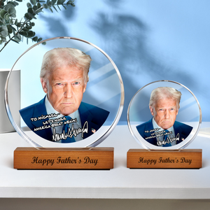 Personalized President Donald Trump Autographed Round Acrylic Frame Block LM32 65369