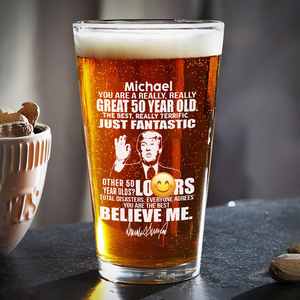 Great Year Old Beer Trump Engraved Beer Glass HA75 62556