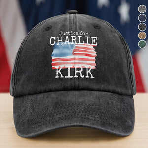 Justice For Charlie Kirk Conservative Political Washed Denim Baseball Cap LM32 65633