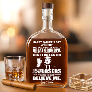 Personalized Great Grandpa Great Dad Trump Whiskey Bottle Father's Day Gift HA75 64402
