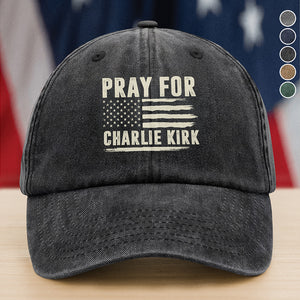 Pray For Charlie Kirk Washed Denim Baseball Cap TH10 64485