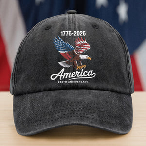 Celebrate 250 Years of America USA Anniversary 1776-2026 Washed Denim Baseball Cap HO82 894478