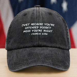 Charlie Kirk Minimalist Famous Quote, Free Speech Conservative Political Truth Washed Denim Baseball Cap HA75 64514