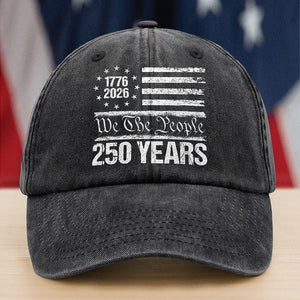 250 Years USA 250th Birthday 1776-2026 Eagle Flag Washed Denim Baseball Cap HO82 894572