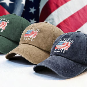 Justice For Charlie Kirk Conservative Political Washed Denim Baseball Cap LM32 65633