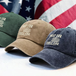 Pray For Charlie Kirk Washed Denim Baseball Cap TH10 64485