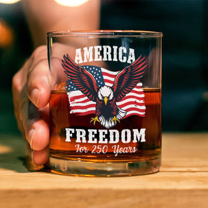 America 250 Years of Freedom Patriotic Eagle Flag Whiskey Glass HA75 897342