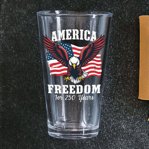 America 250 Years of Freedom Patriotic Eagle Flag Print Beer Glass HA75 897348