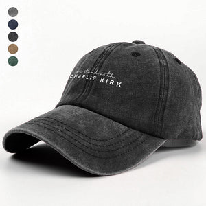 We Stand With Charlie Kirk Washed Denim Baseball Cap HO82 65866