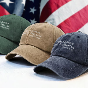 Faith & Freedom Pray for America Charlie Kirk Washed Denim Baseball Cap HA75 64456