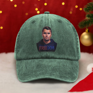 Pray for Charlie Kirk Freedom Remembrance Washed Denim Baseball Cap LM32 65701