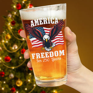 America 250 Years of Freedom Patriotic Eagle Flag Print Beer Glass HA75 897348