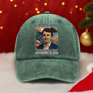 Pray for Charlie Kirk Washed Denim Baseball Cap HA75 64556